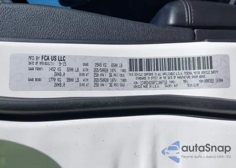 2015 Dodge Durango Limited z USA, uszkodzony, nr VIN 1C4RDHDG6FC100712